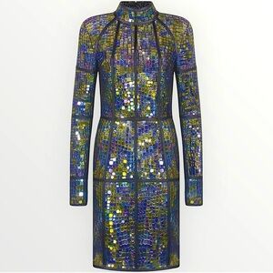Rare Tom Ford Spring 2014 Runway Mirror Mosaic Dress Look 24